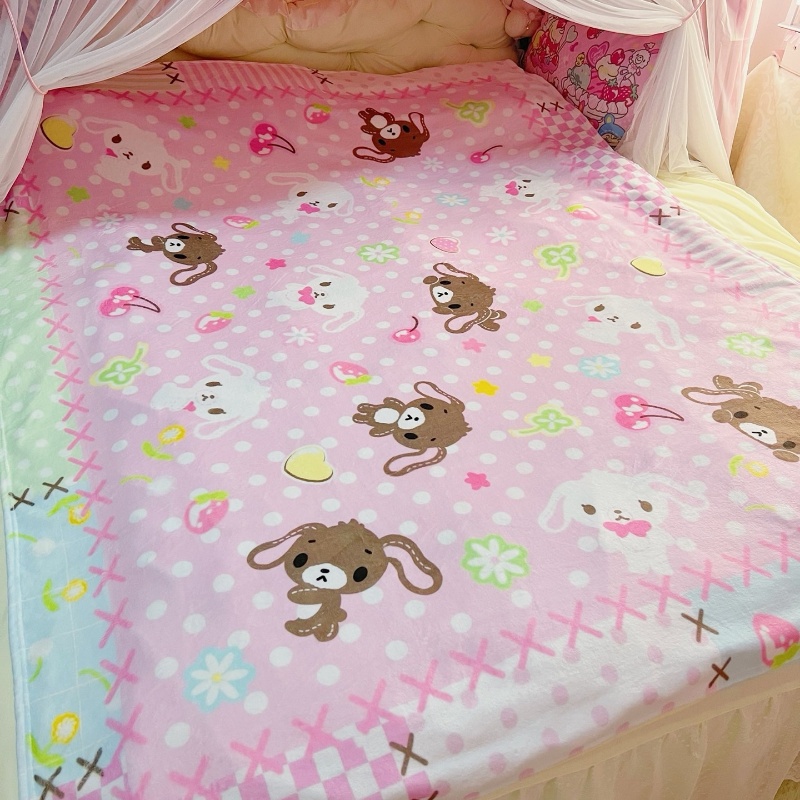 Home Cinema Chairs - ผ้าห่มขนนุ่มลายการ์ตูนน่ารัก Sugarbunnies ขนาด 1.5*2 เมตร เหมาะสำหรับใช้ในสำนักงาน